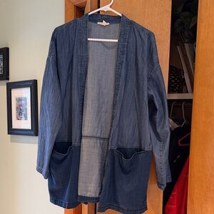 Eileen Fischer Extremely Light Denim Open Front Jacket XL